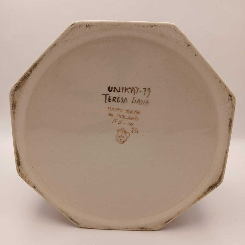 7 inchPolish pottery pretzel dish, Teresa Lana hand-painted vintage