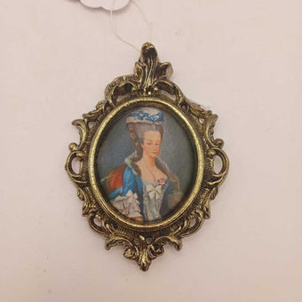 Ornate Italian Silk Print in Brass Frame