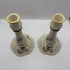 Vintage Lenox serenade tall hand painted red bird candle holders 24 karat gold rim