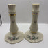 Vintage Lenox serenade tall hand painted red bird candle holders 24 karat gold rim