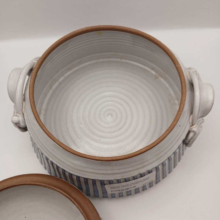 Signed David Hamilton, hand throne, pottery with rabbits