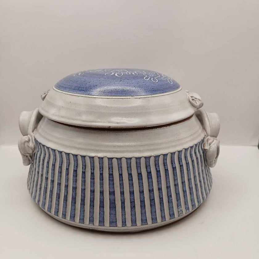 Signed David Hamilton, hand throne, pottery with rabbits