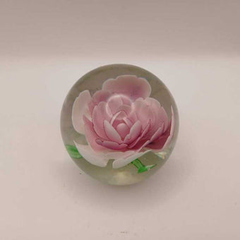 Vintage peony glass paperweight hand blown