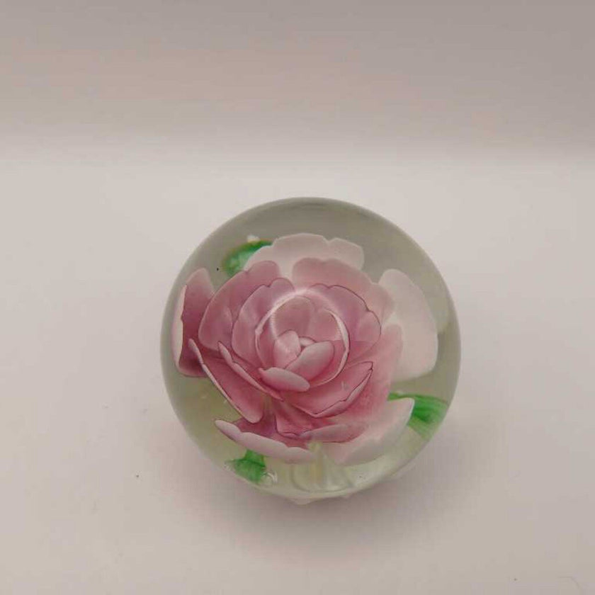 Vintage peony glass paperweight hand blown