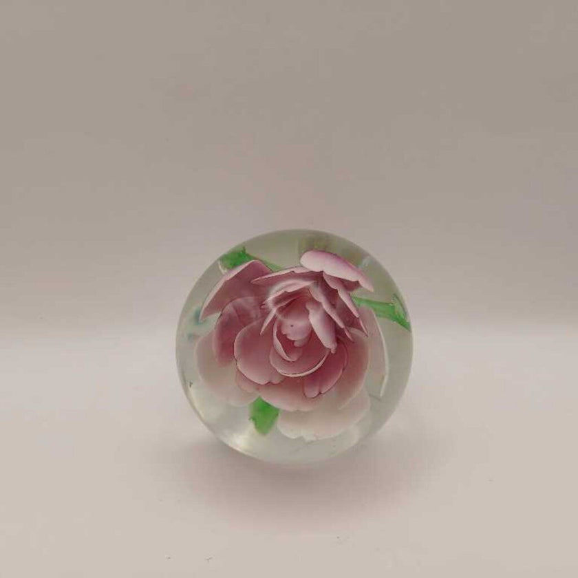 Vintage peony glass paperweight hand blown