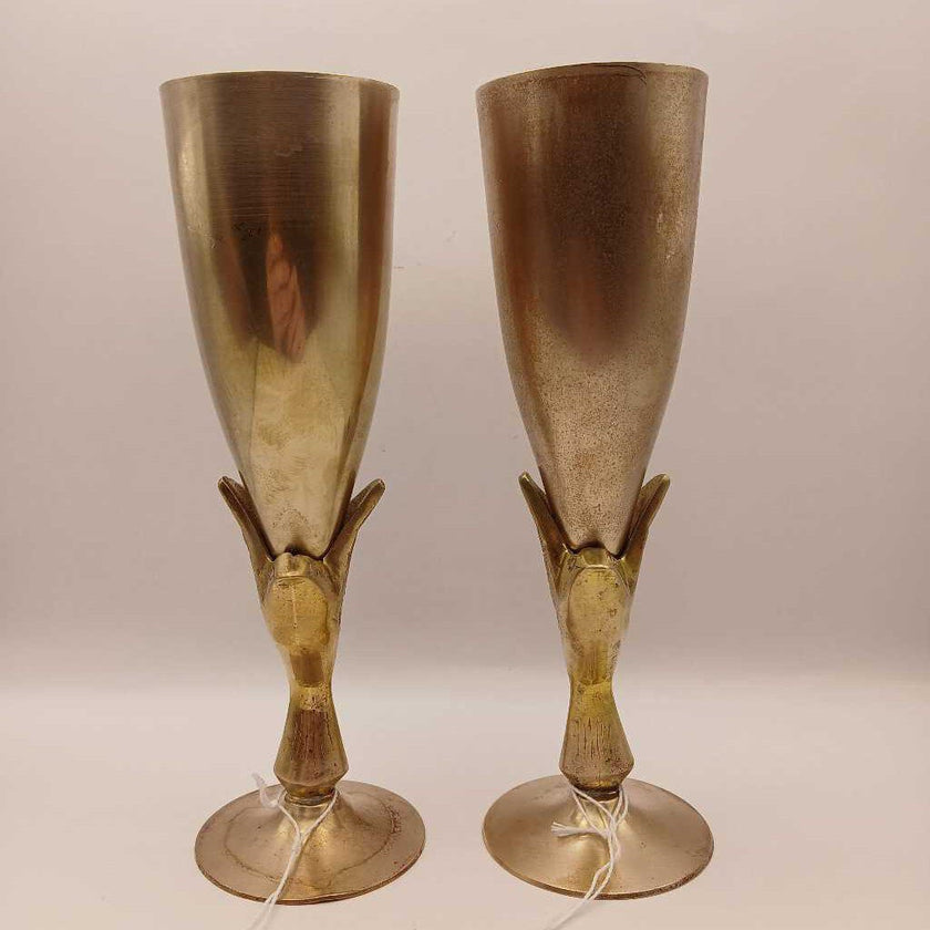 Brass Bird Vases/Candle Holder Set