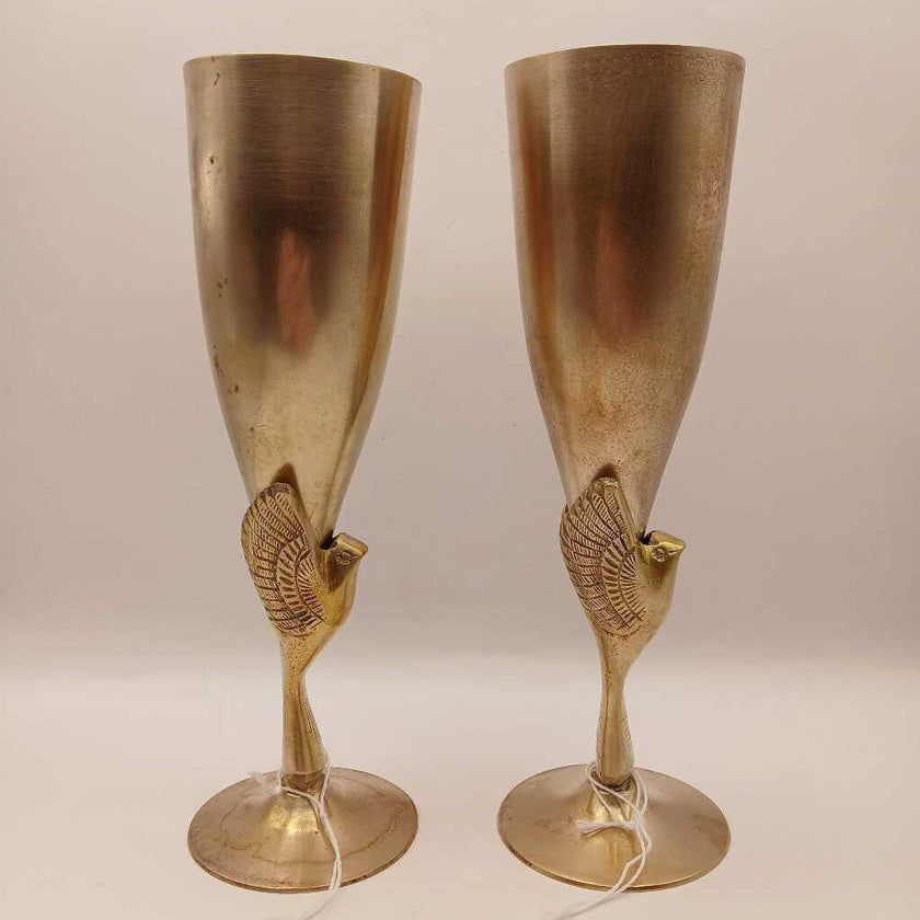 Brass Bird Vases/Candle Holder Set