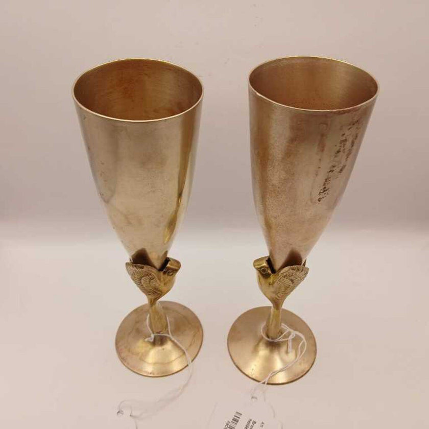 Brass Bird Vases/Candle Holder Set