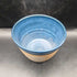 Handmade ceramic pot with leaf and blue rim SV Maker mark
