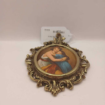 Ornate Italian Silk Print in Brass Frame