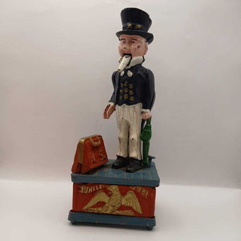 Vtg cast iron Uncle Sam Bank