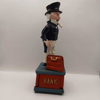 Vtg cast iron Uncle Sam Bank