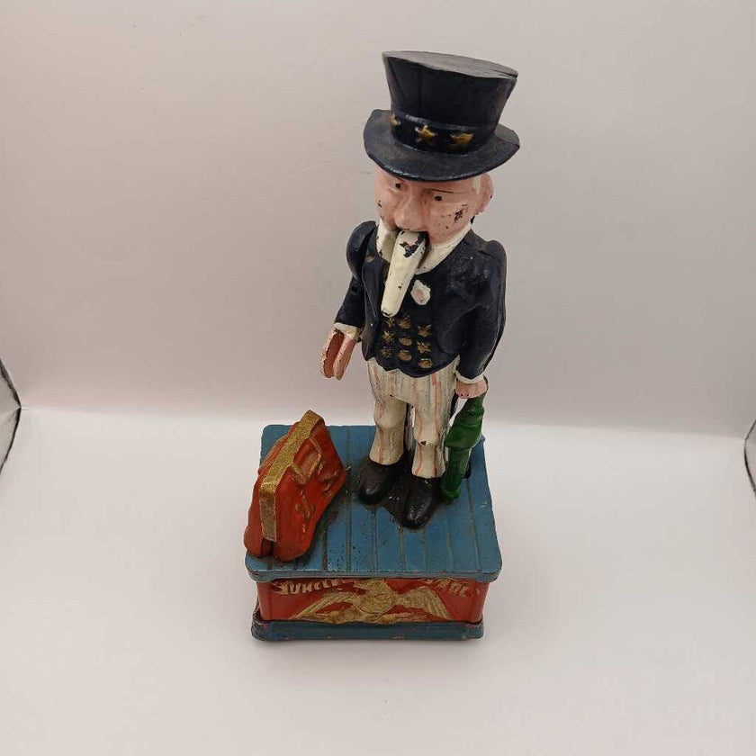 Vtg cast iron Uncle Sam Bank