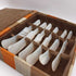Vtg mother of pearl caviar spreader/knife set of 6 in original box