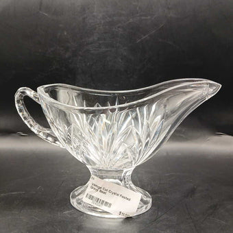 Vintage Cut Crystal Footed Gravy Boat
