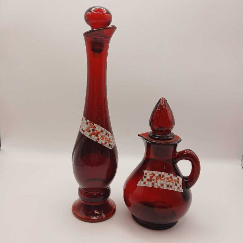 Vtg Avon Ruby Red Bottles - 2 pcs