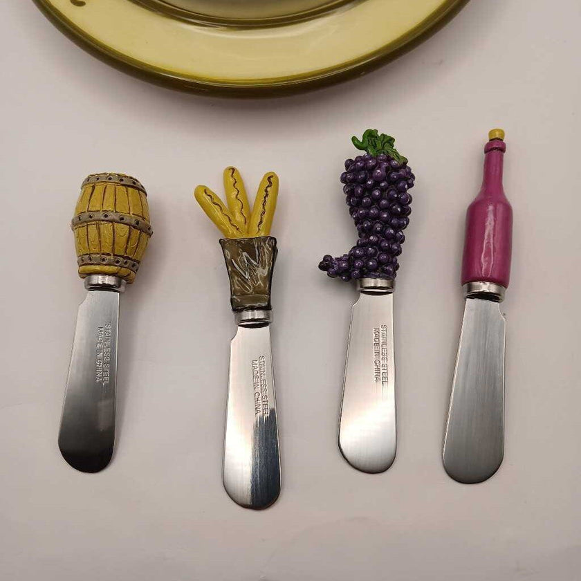 Napa Valley Wine Cheese Dome Plate 4 Spreaders