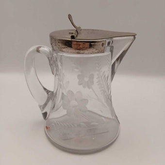 Etched Glass Syrup Pitcher