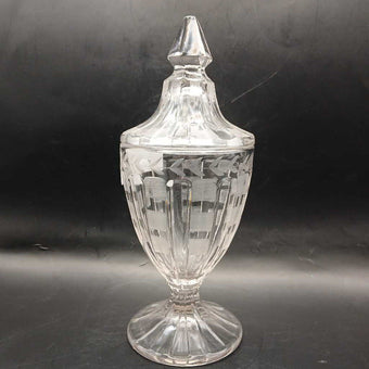 Etched Glass Candy Jar