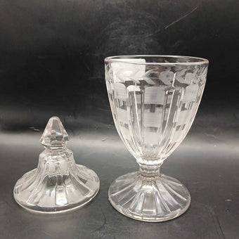 Etched Glass Candy Jar