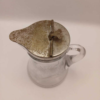Etched Glass Syrup Pitcher #2