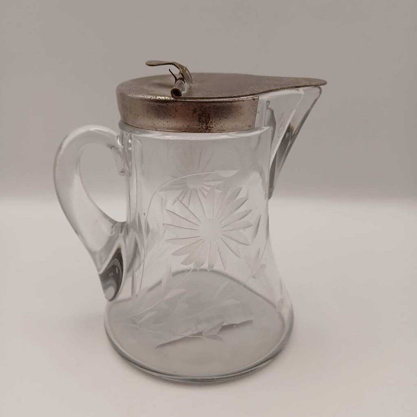 Etched Glass Syrup Pitcher #2