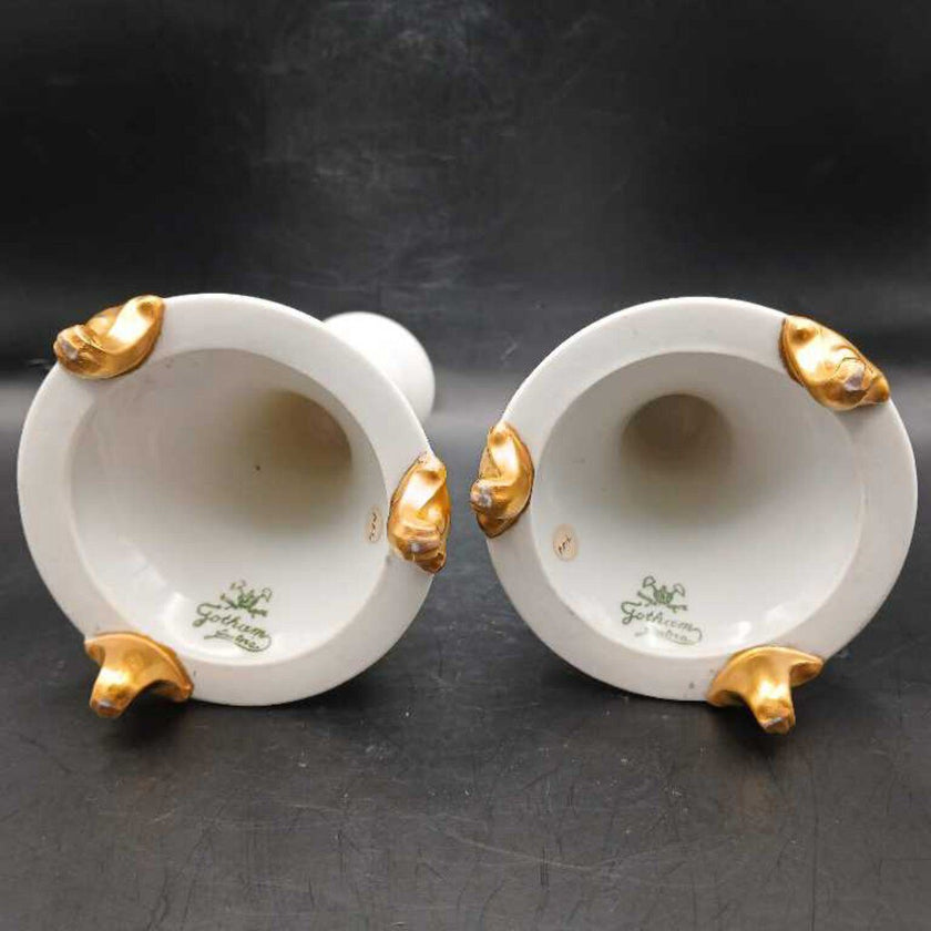 Pair of pre-World War II hand painted candlesticks