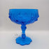 Fenton cabbage rose blue compote dish