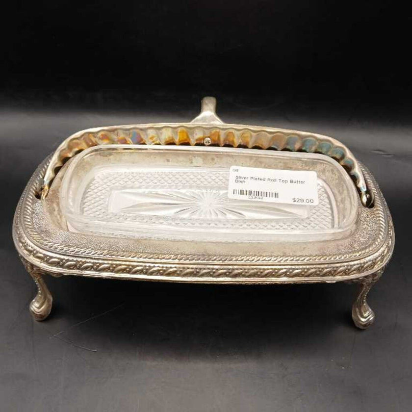 Silver Plated Roll Top Butter Dish