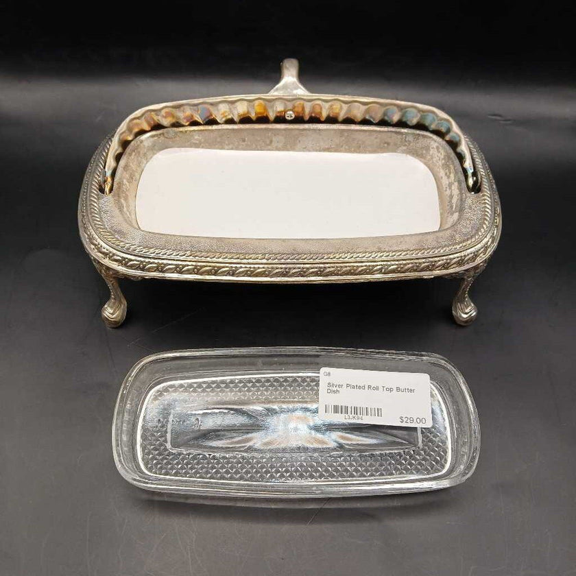 Silver Plated Roll Top Butter Dish