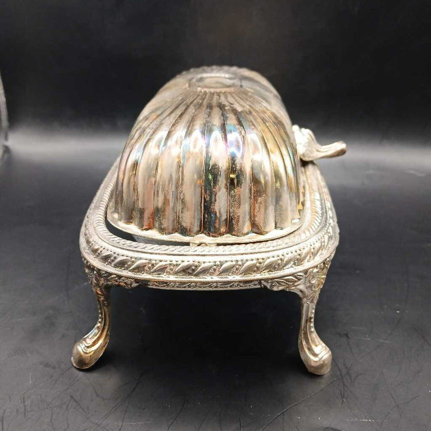 Silver Plated Roll Top Butter Dish
