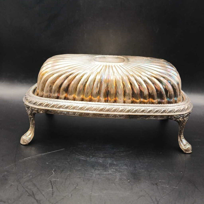 Silver Plated Roll Top Butter Dish