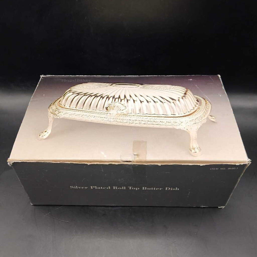Silver Plated Roll Top Butter Dish