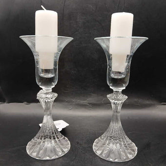 Pair of glass candle holders