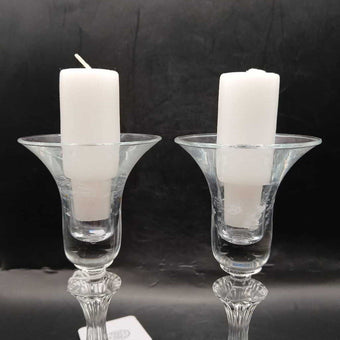 Pair of glass candle holders