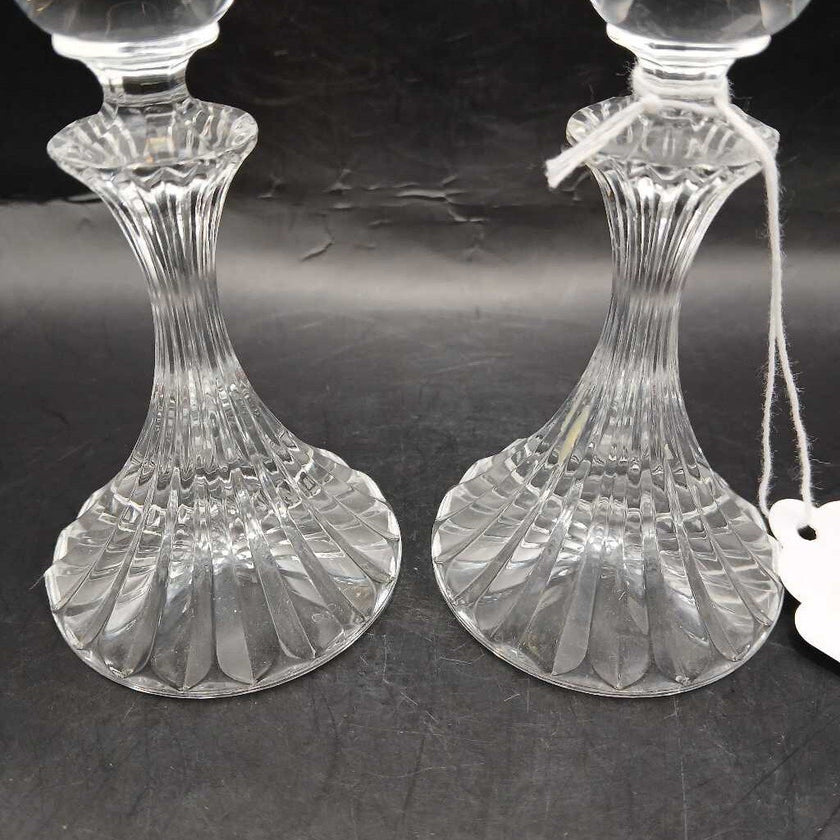Pair of glass candle holders