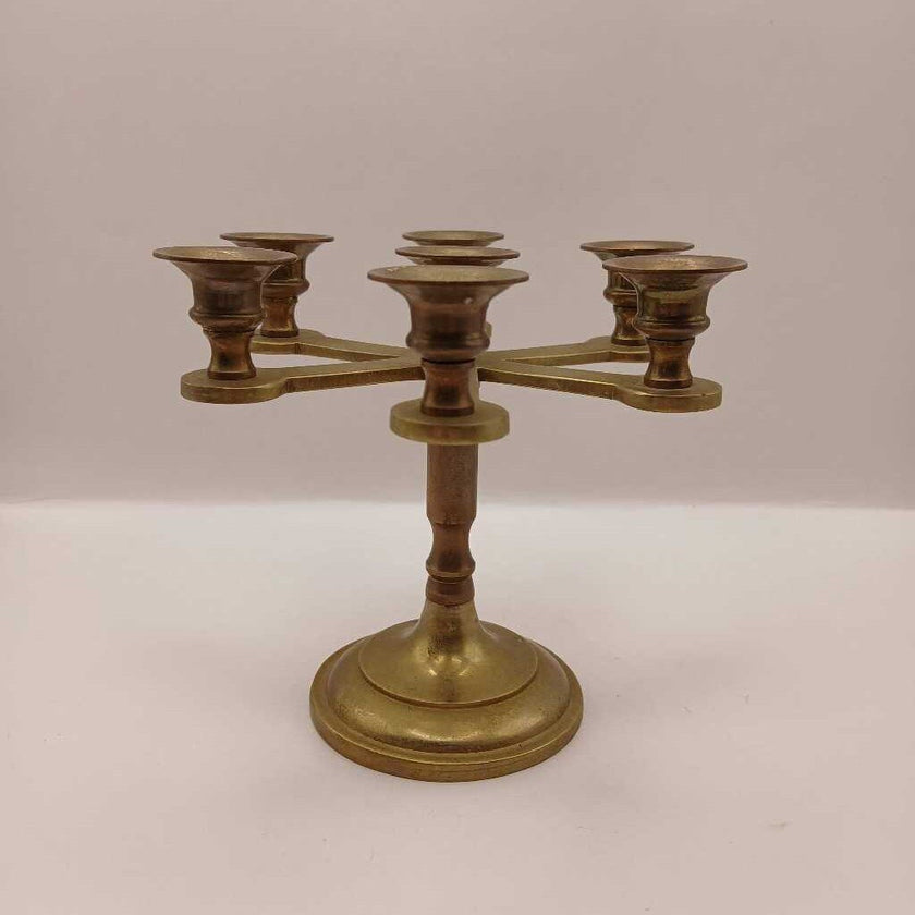 VINTAGE MCM Hebrew 7 Branch Brass Menorah