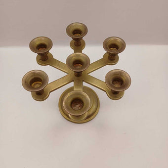 VINTAGE MCM Hebrew 7 Branch Brass Menorah