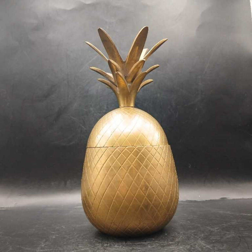 Vintage solid, brass, pineapple container