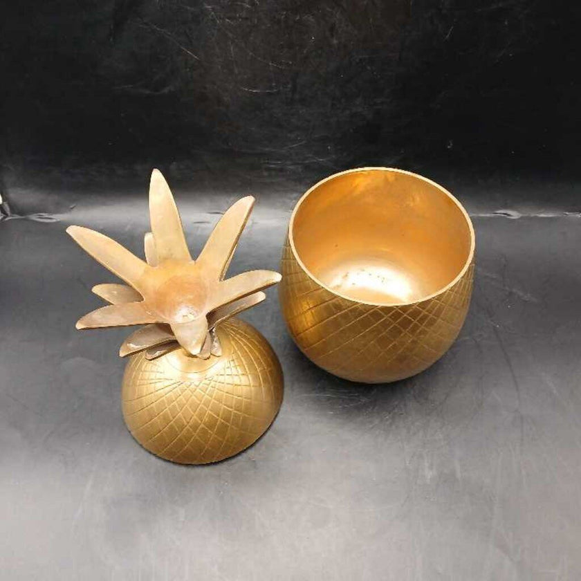 Vintage solid, brass, pineapple container
