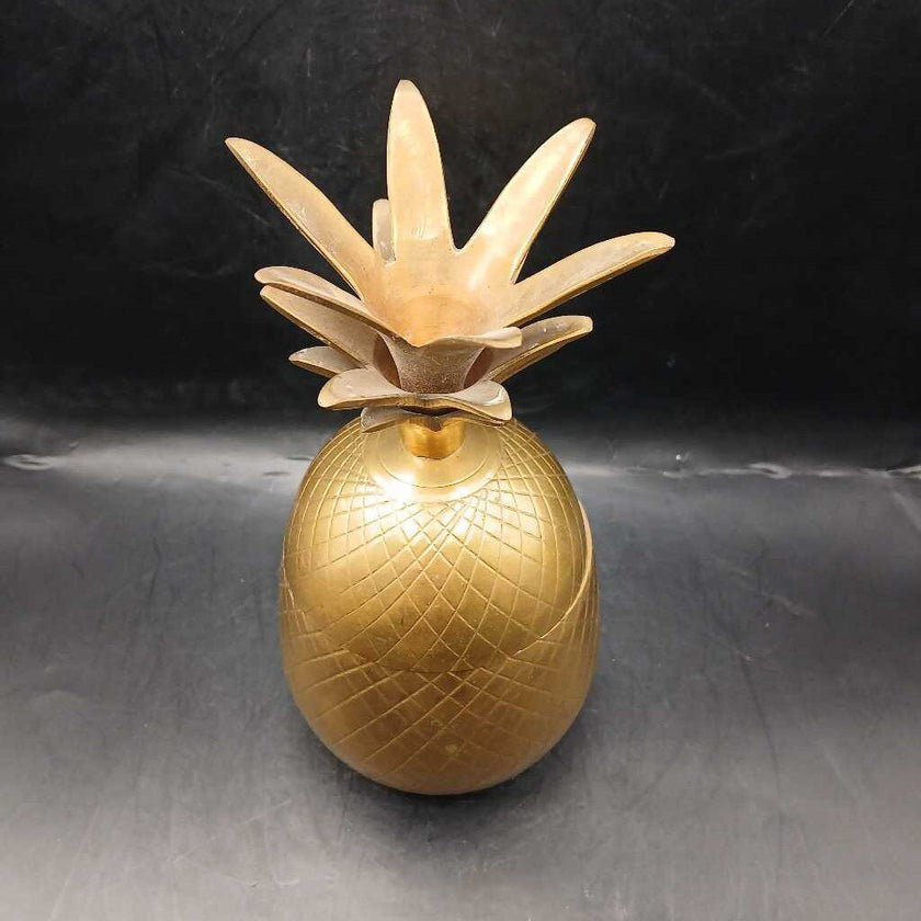 Vintage solid, brass, pineapple container
