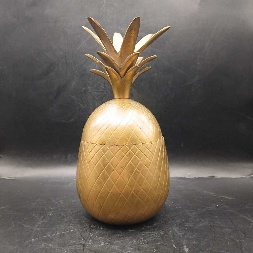 Vintage solid, brass, pineapple container