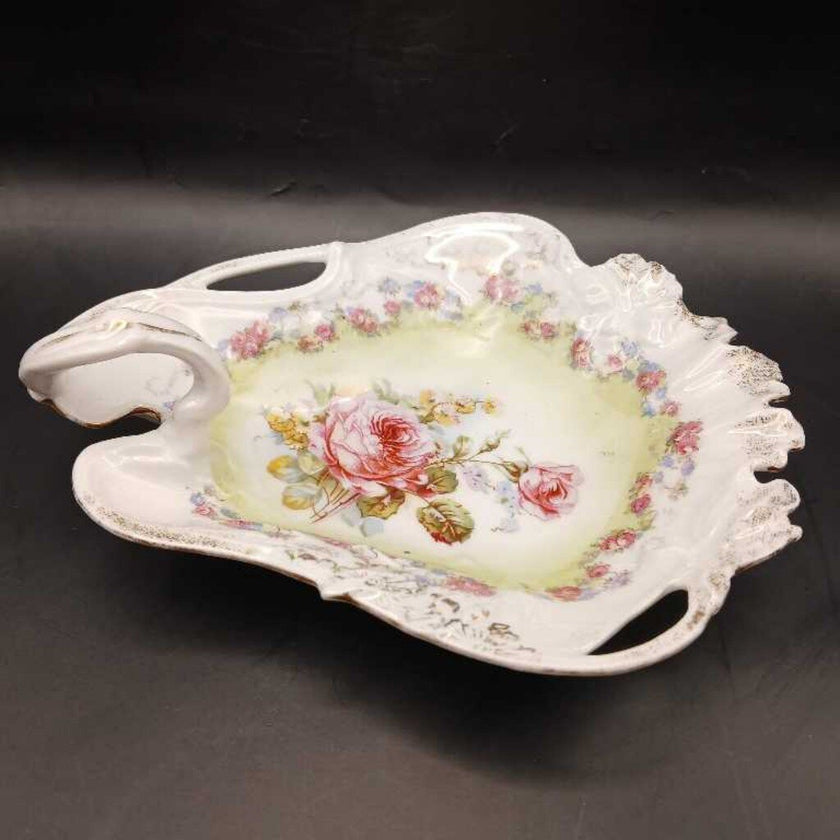 antique floral trinket dish