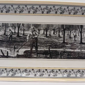 men in orchard bread tray