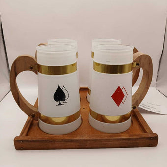VTG Sietsa Ware Playing Card Mug Set
