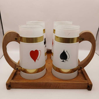 VTG Sietsa Ware Playing Card Mug Set