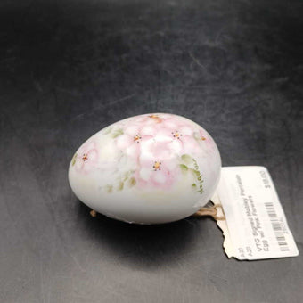 VTG Signed Mobley Porcelain Egg w/ Pink Flowers