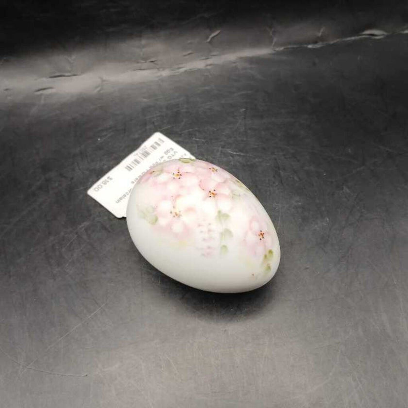 VTG Signed Mobley Porcelain Egg w/ Pink Flowers