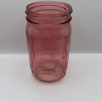 Pink Mason Wide Mouth Glass Jar, Jardin Fleur Est 1946