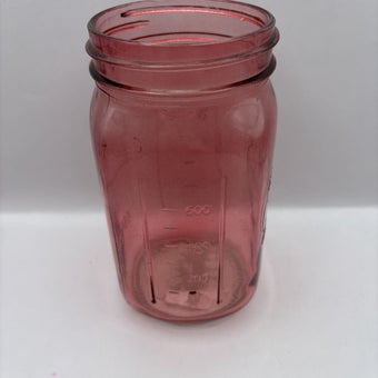 Pink Mason Wide Mouth Glass Jar, Jardin Fleur Est 1946